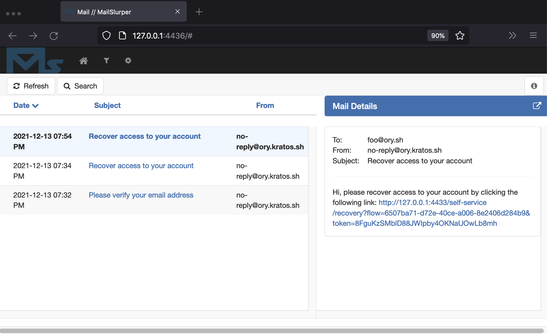 Check your email for the password reset code